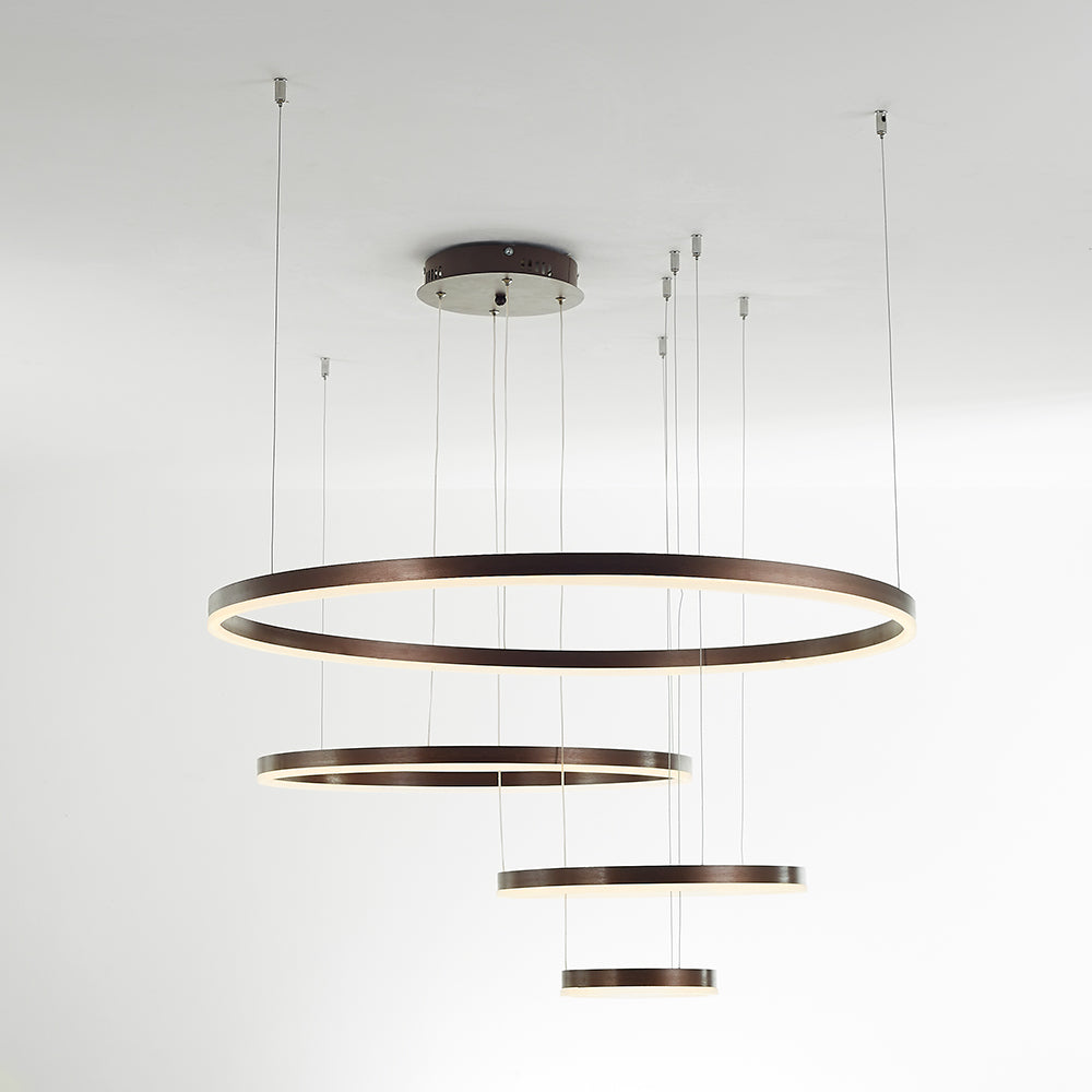 Modern Ring Pendant Light Elegant Black & Gold Metal Design
