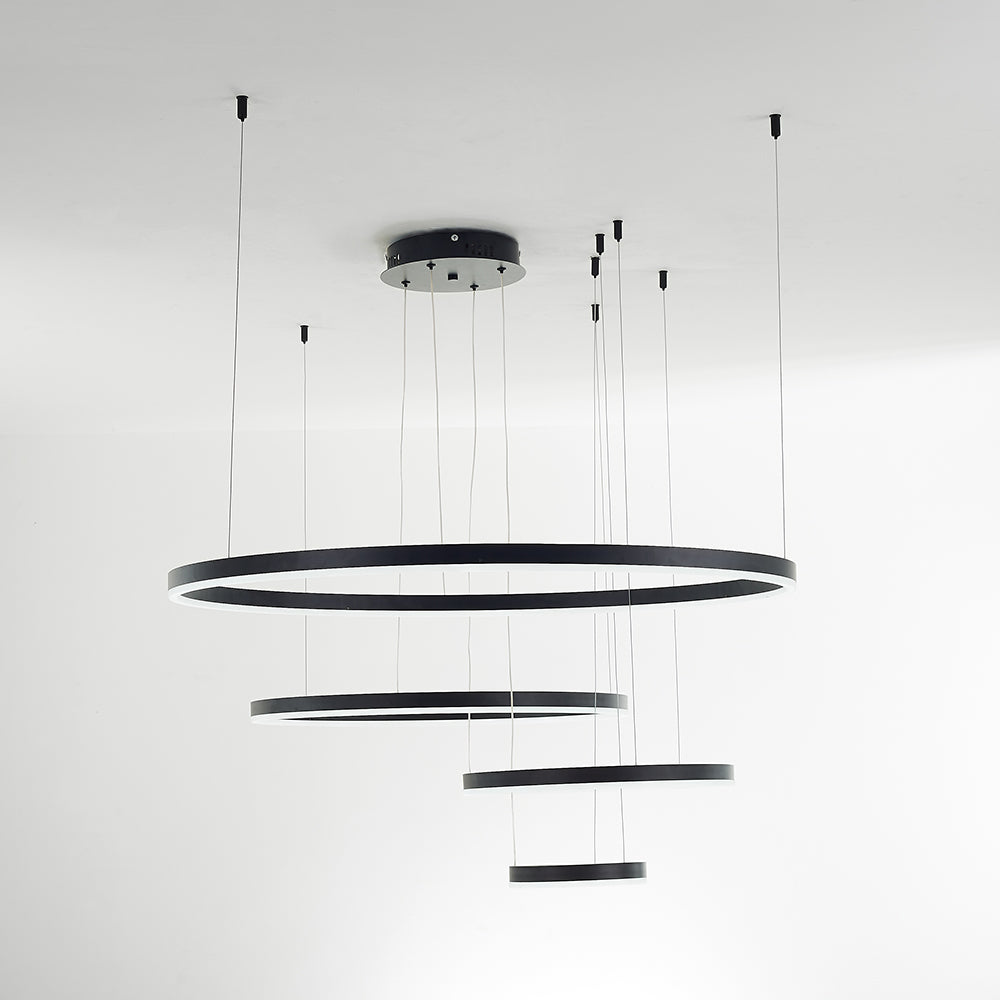 Modern Ring Pendant Light Elegant Black & Gold Metal Design