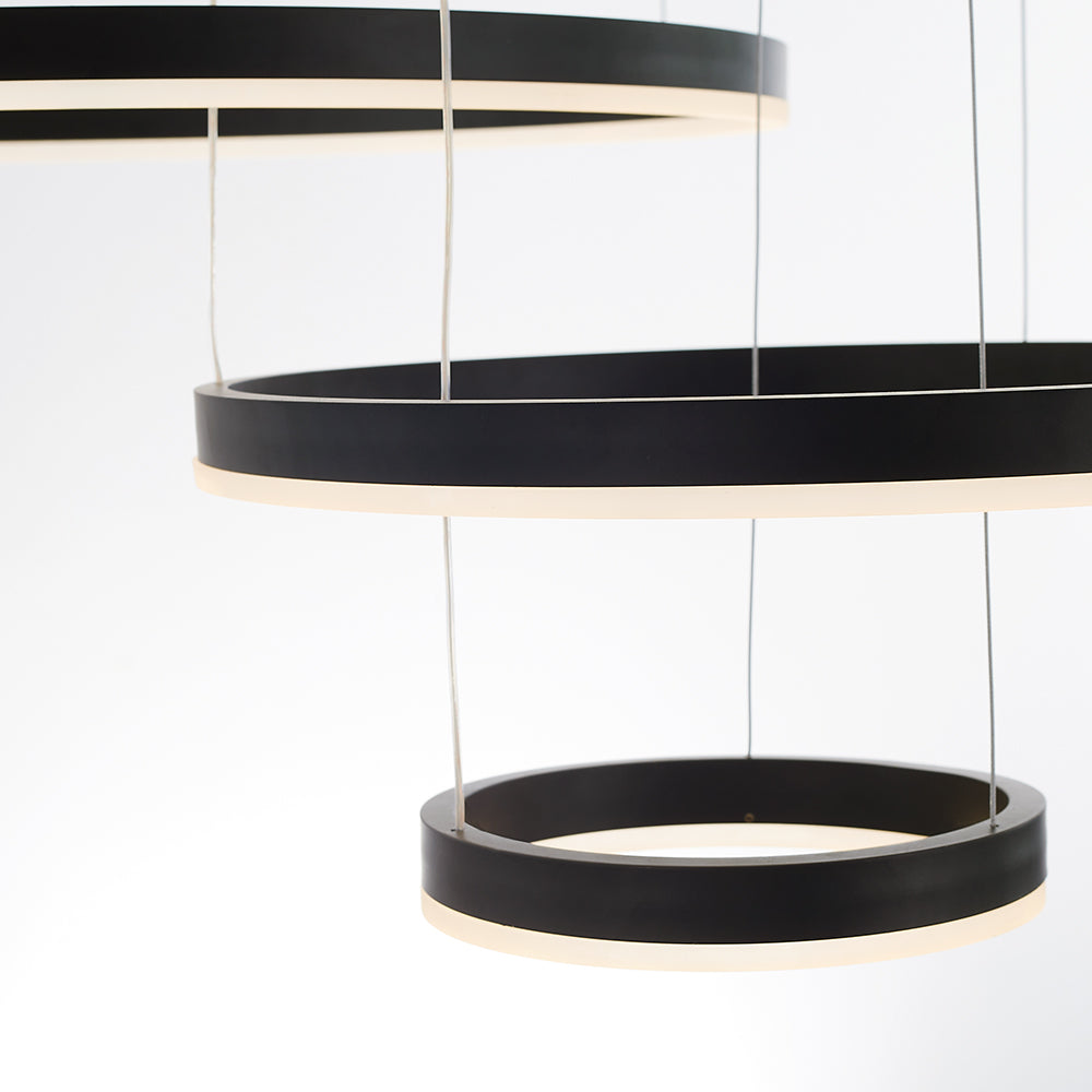 Modern Ring Pendant Light Elegant Black & Gold Metal Design