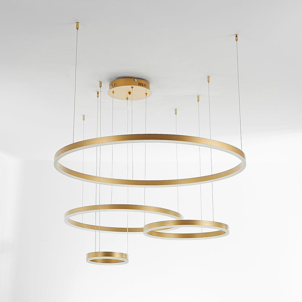 Modern Ring Pendant Light Elegant Black & Gold Metal Design