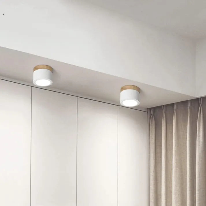 Minimalist Cylindrical LED Ceiling Light with Modern Dimmable Spotlight