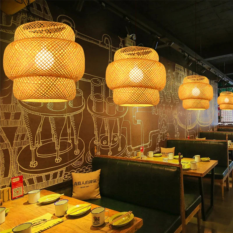 Boho bloei handgemaakte rotan hanglamp