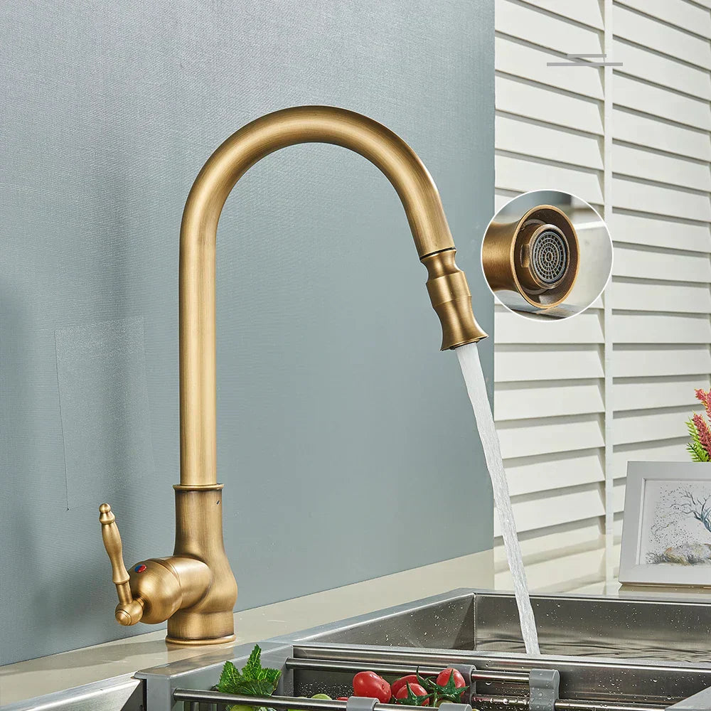 Vintage Style Antique Brass Kitchen Faucet