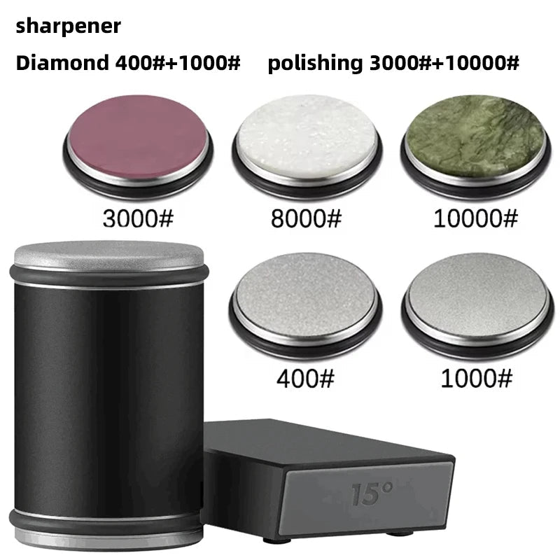 2-in-1 Rolling Knife Sharpener Dual-Angle Edge Tool with Magnetic Knife Holder