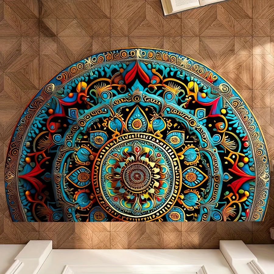 Sacred circle semicircular mandala doormat