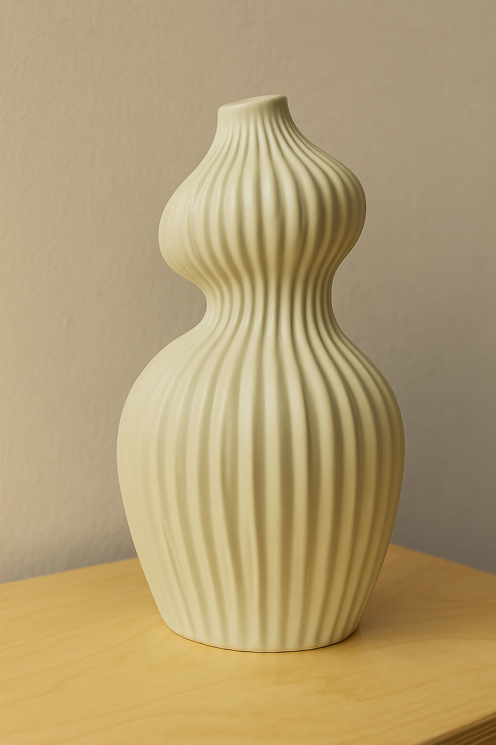 Ribbed vase with wasp waist and waterproof insert
