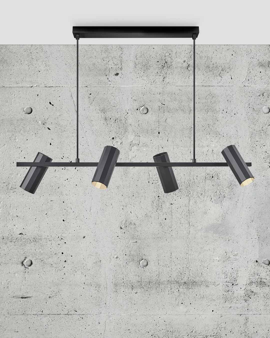 Minimalist black pendant lamp with 10-sided profile