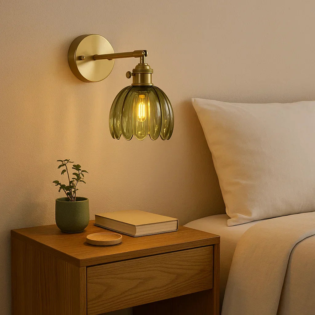 Tulip-Shaped Vintage Retro Glass Wall Light