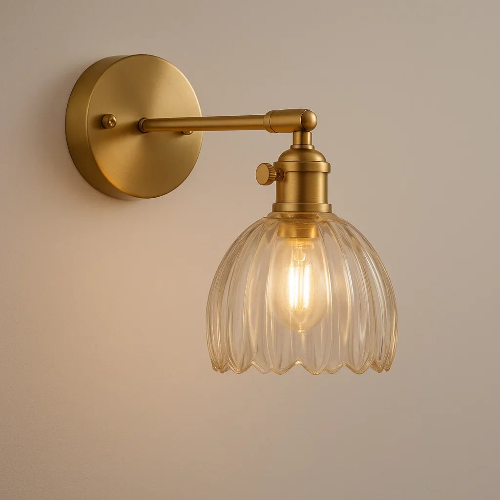 Tulip-Shaped Vintage Retro Glass Wall Light