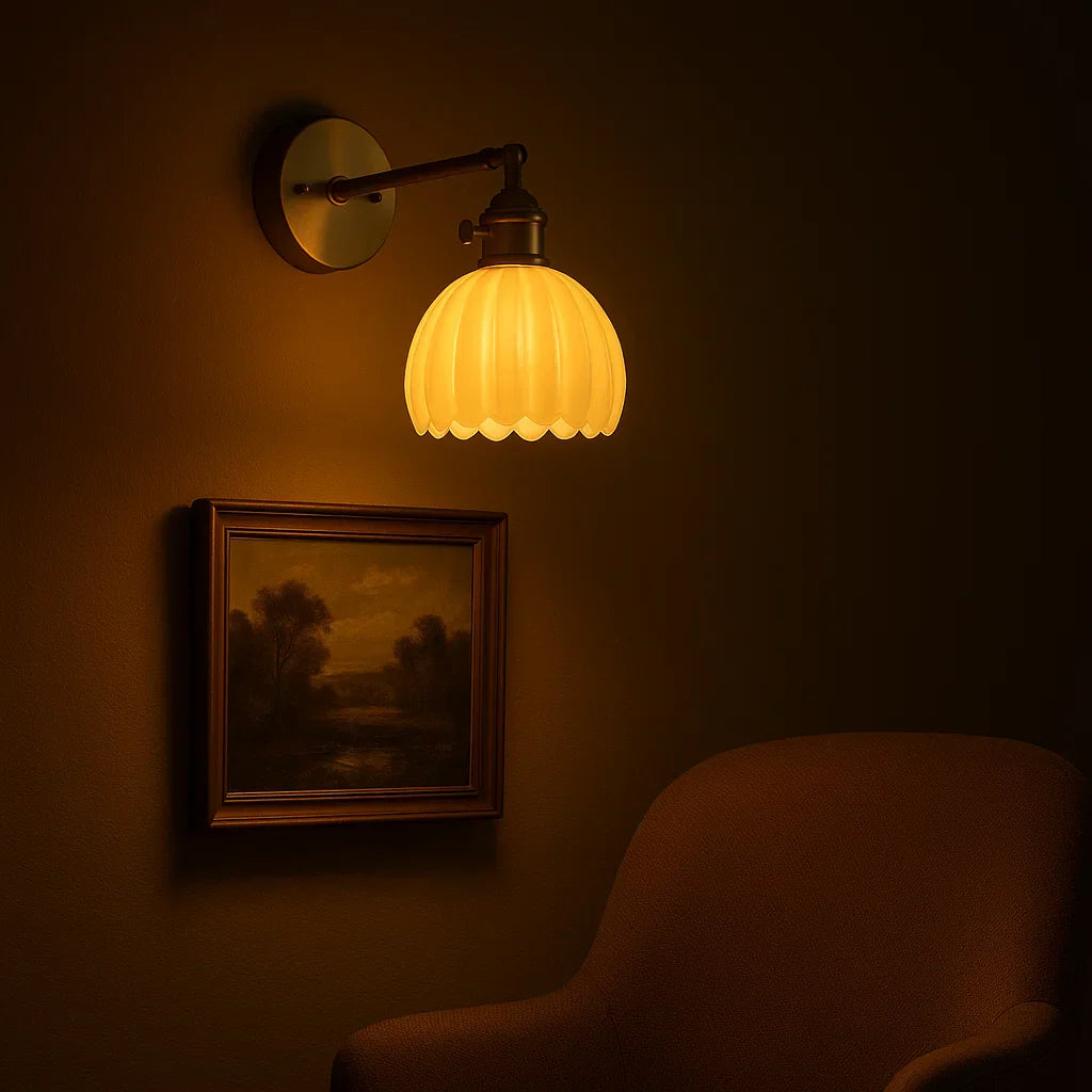 Tulip-Shaped Vintage Retro Glass Wall Light