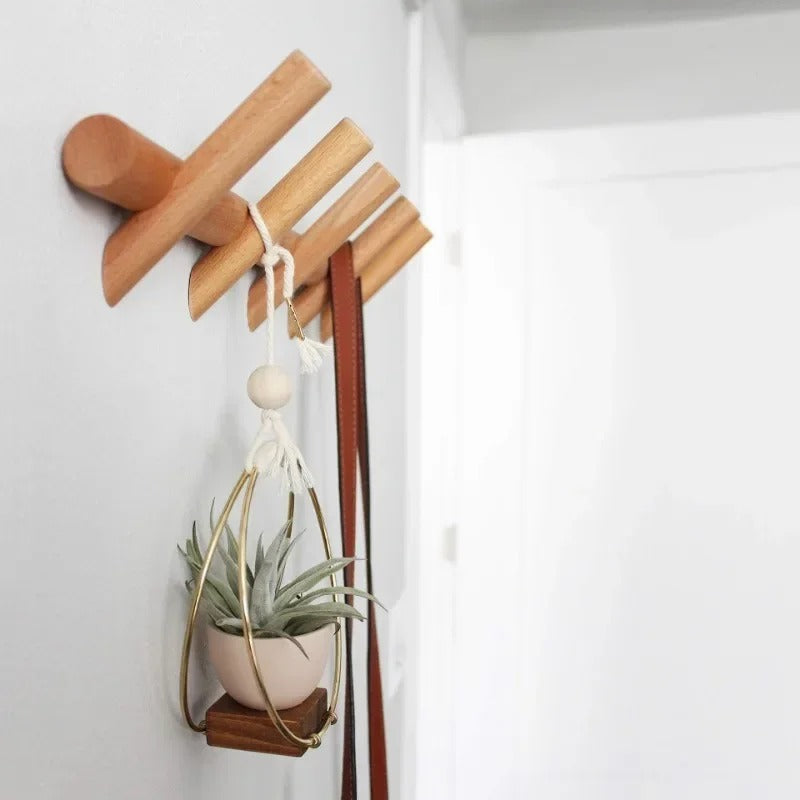Wooden Wall Rack Modern Minimalist Coat & Hat Organizer