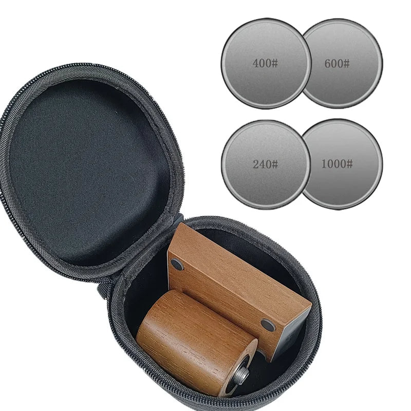 2-in-1 Rolling Knife Sharpener Dual-Angle Edge Tool with Magnetic Knife Holder