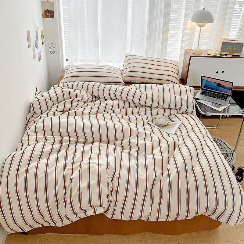 Timeless Striped Bed Set Complete Duvet & Pillowcase Collection
