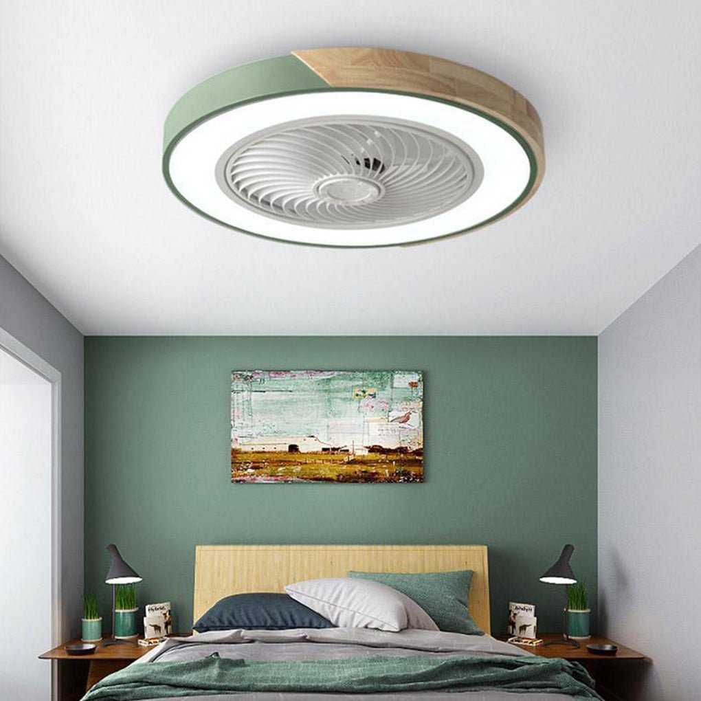 Modern wingless LED ceiling light with fan