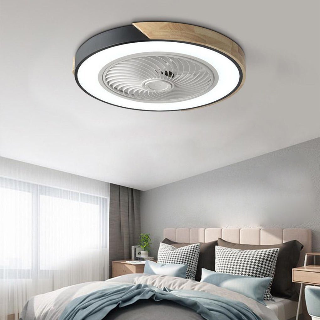 Modern wingless LED ceiling light with fan