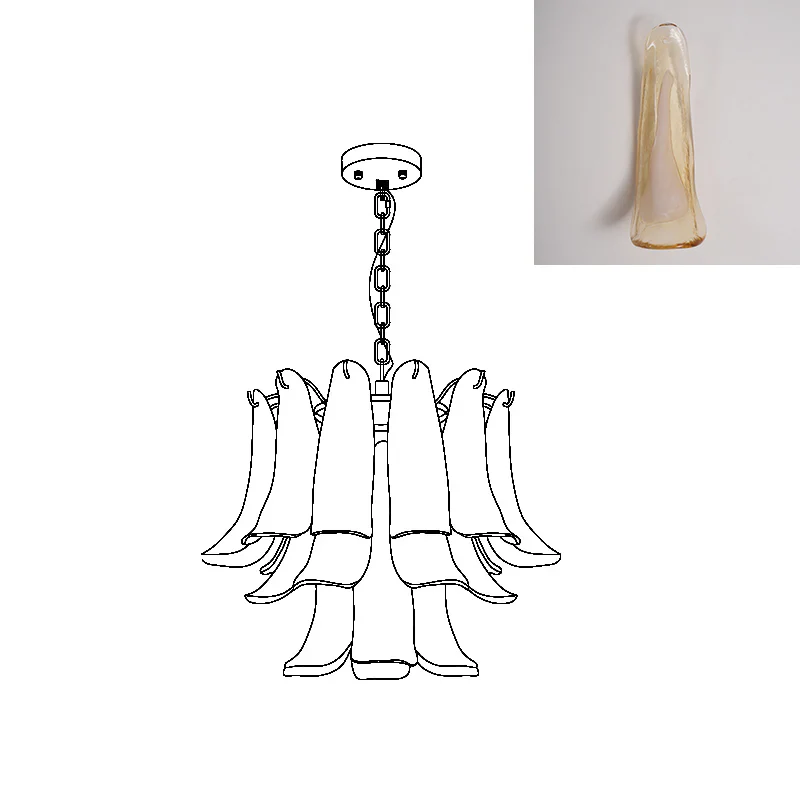 Vintage Statement Metal Glass Mid-Century Retro Glass Chandeliers