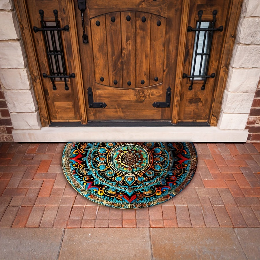 Sacred circle semicircular mandala doormat