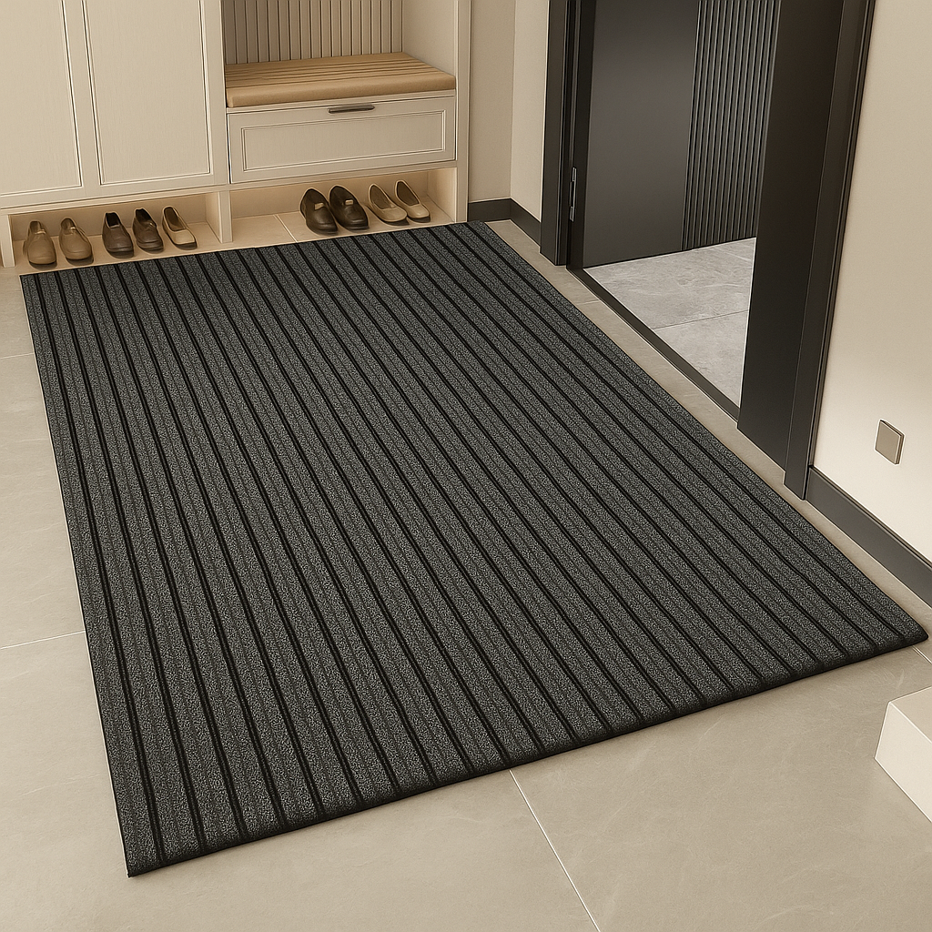 Weather mat black-gray ribbed pattern