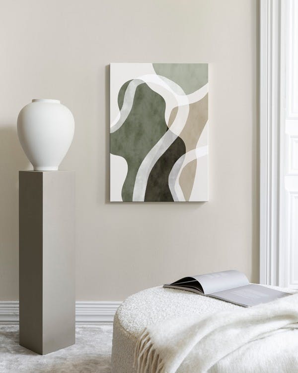Lunara Abstract Wanddecoratie met Organische Vormen en Houten Lijst