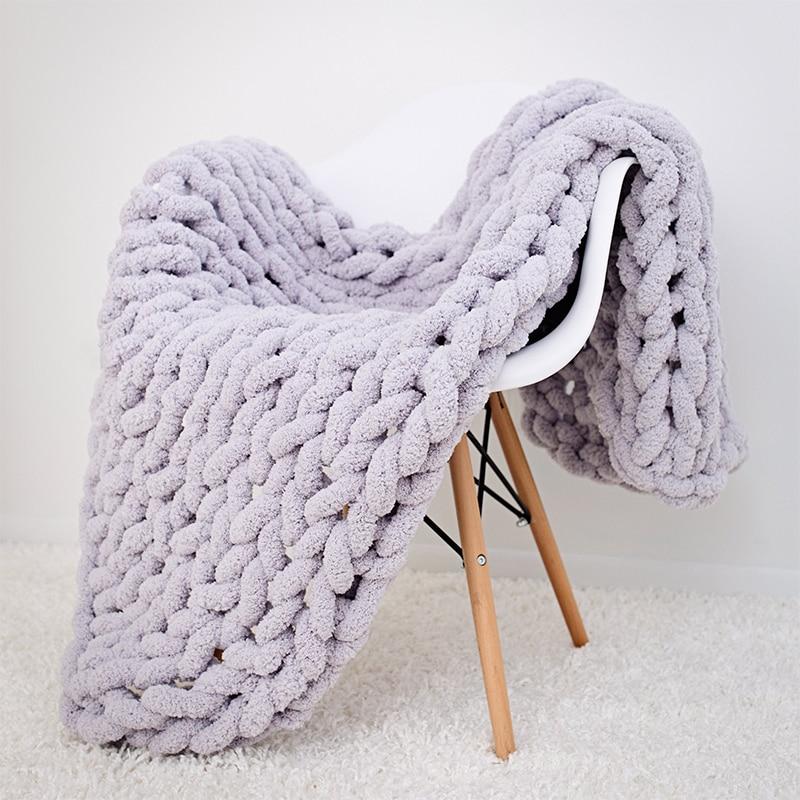 Plush Chunky Knit Throw Soft Decorative Blanket for Couch & Bed