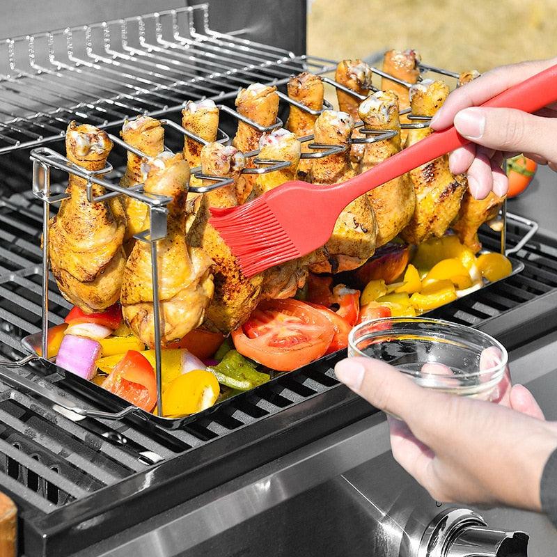 Grill Chicken Leg Holder Space-Saving BBQ Rack for Perfect Cooking