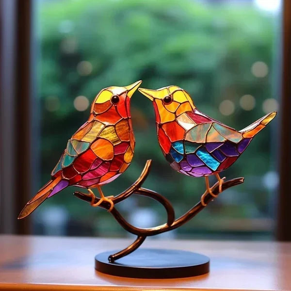 Coloured Glass Bird Figurines Stylish Decorative Home Accents