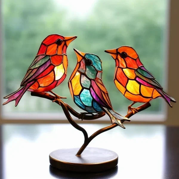 Coloured Glass Bird Figurines Stylish Decorative Home Accents
