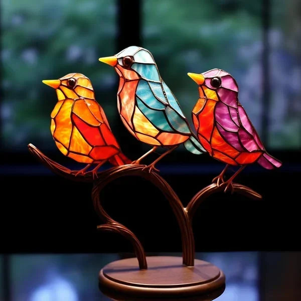 Coloured Glass Bird Figurines Stylish Decorative Home Accents