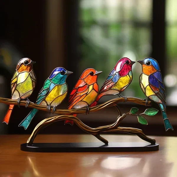 Coloured Glass Bird Figurines Stylish Decorative Home Accents