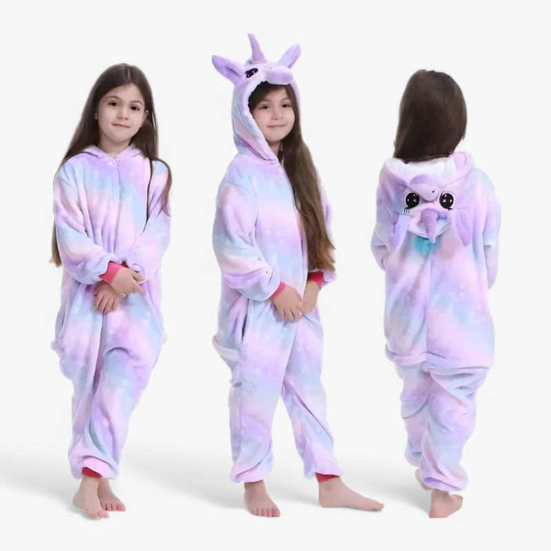 Kids Rainbow Unicorn Onesie Soft Fantasy-Themed Loungewear