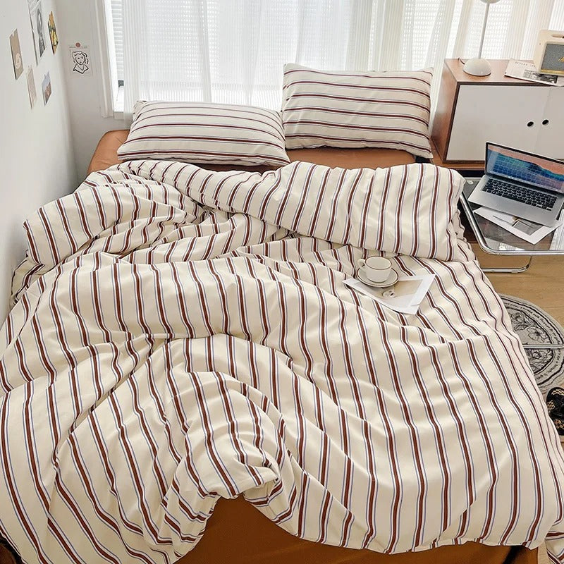 Timeless Striped Bed Set Complete Duvet & Pillowcase Collection