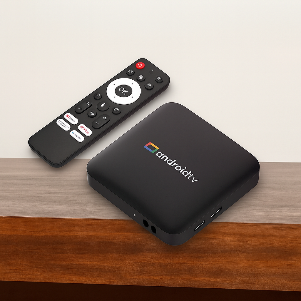 Smart TV box with remote control and 4k support