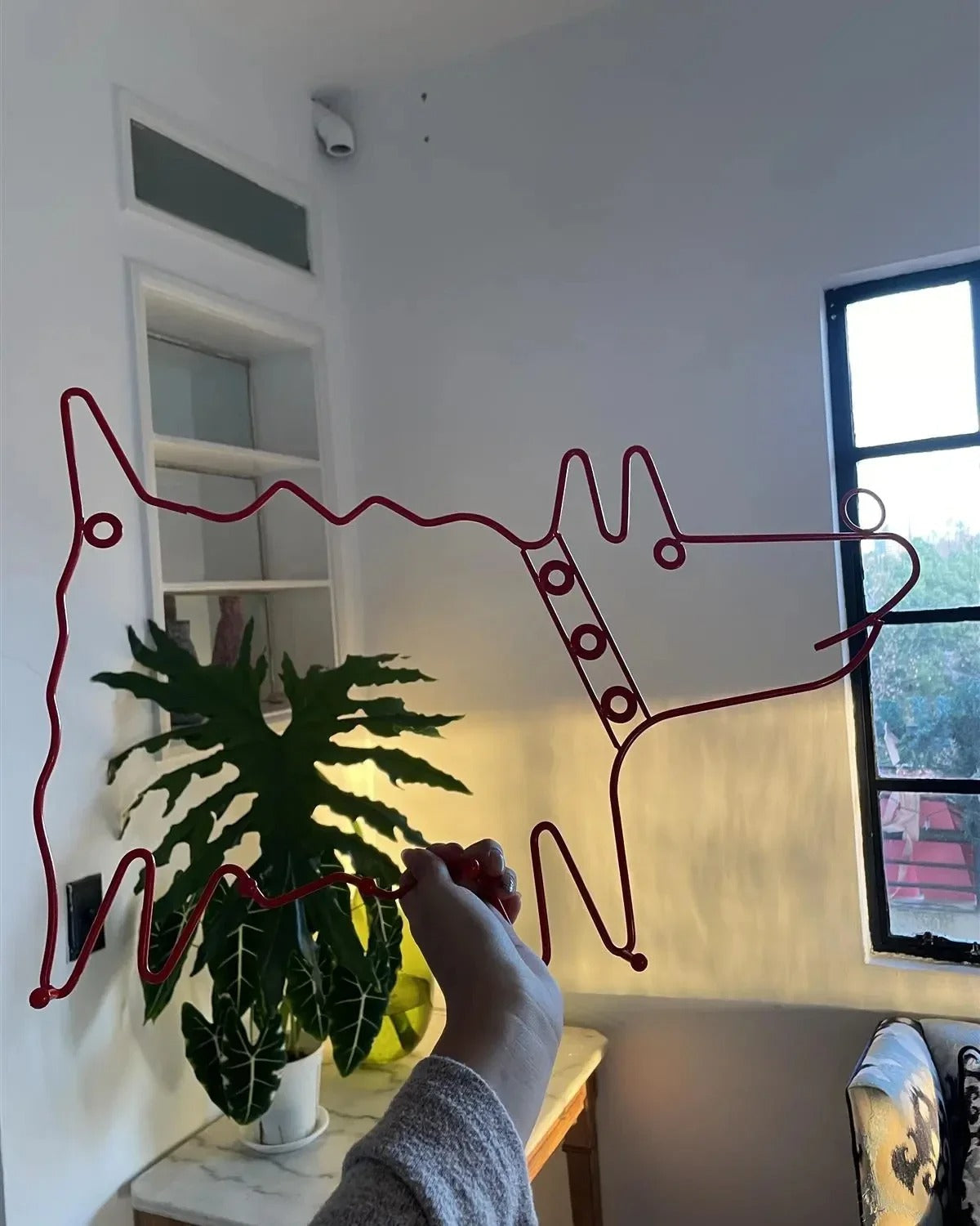 Minimalist Wall Hook Bold Red 5-Hook Organizer for Entryway