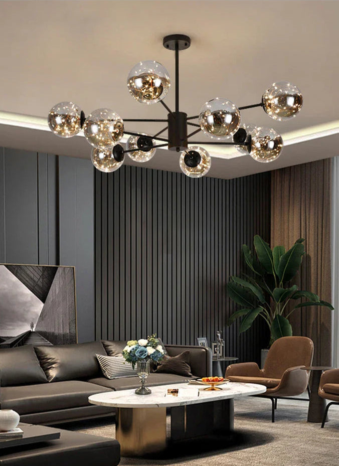 Noble bright crystal pendant lamp with glass elements