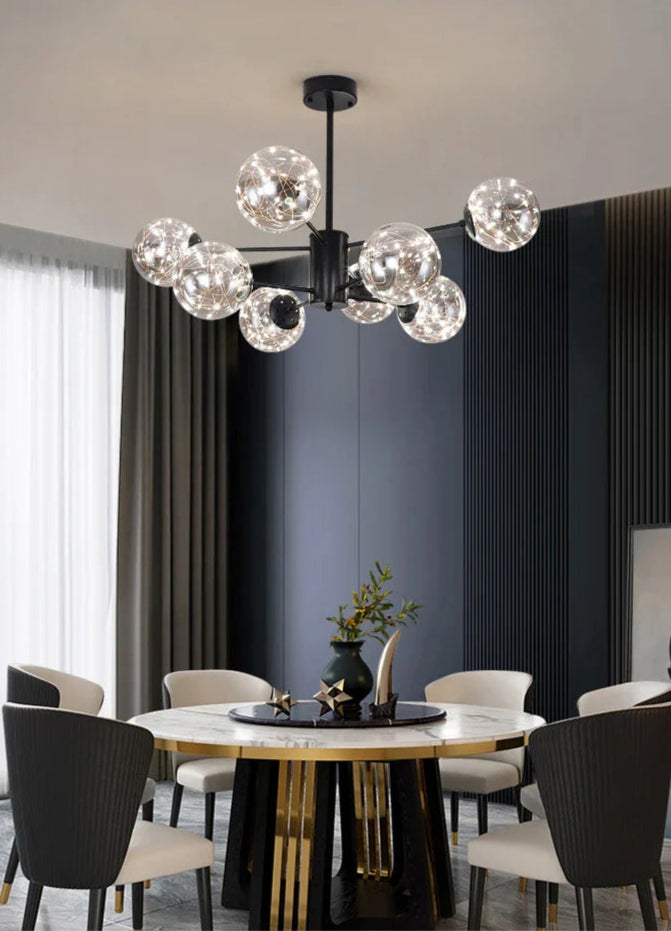 Noble bright crystal pendant lamp with glass elements
