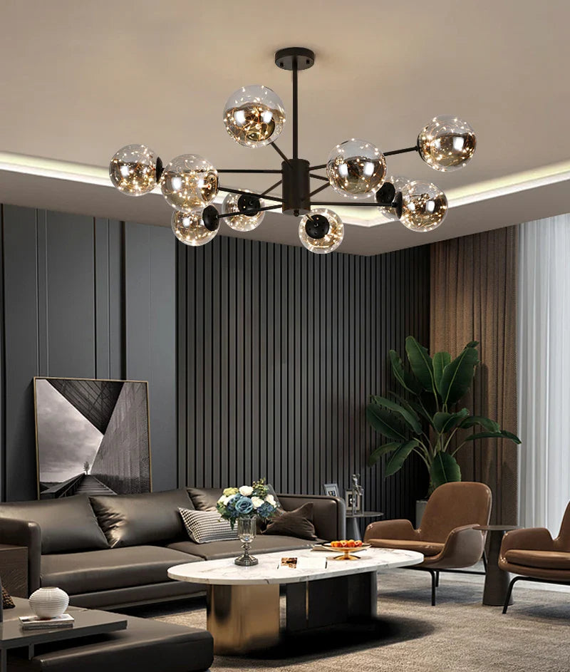 Noble bright crystal pendant lamp with glass elements