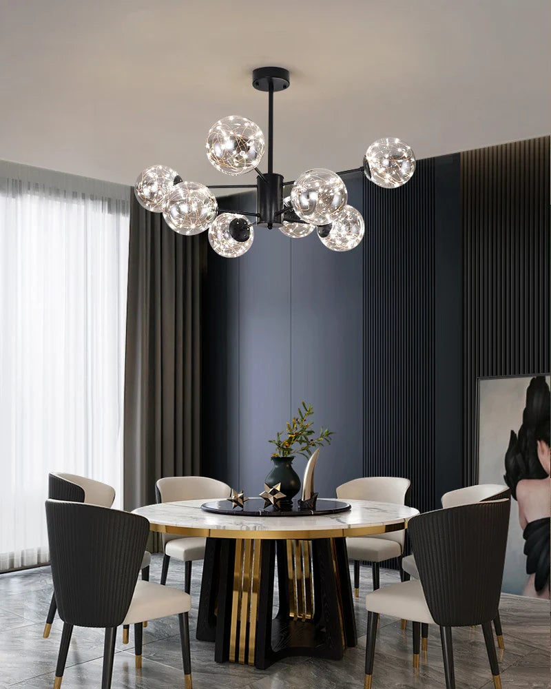 Noble bright crystal pendant lamp with glass elements