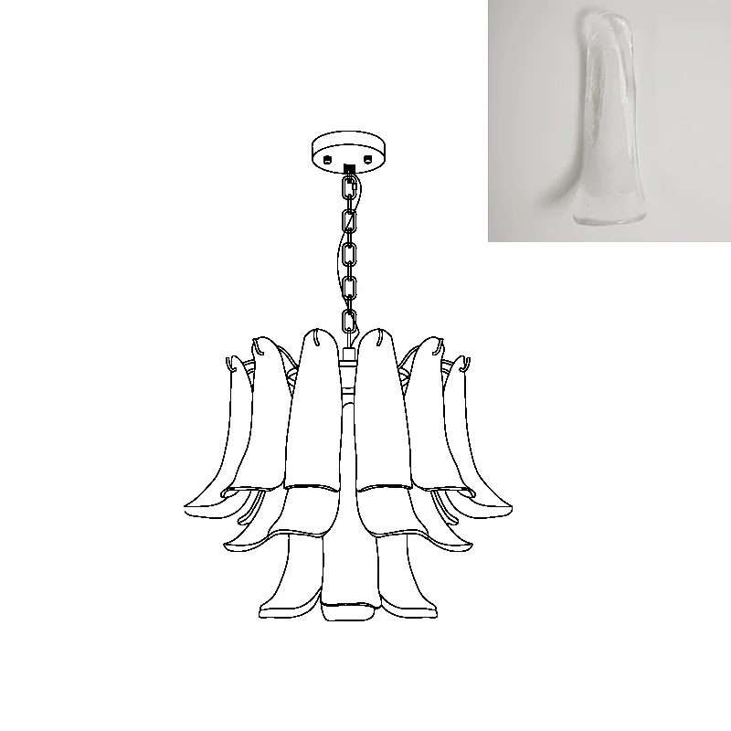 Vintage Statement Metal Glass Mid-Century Retro Glass Chandeliers