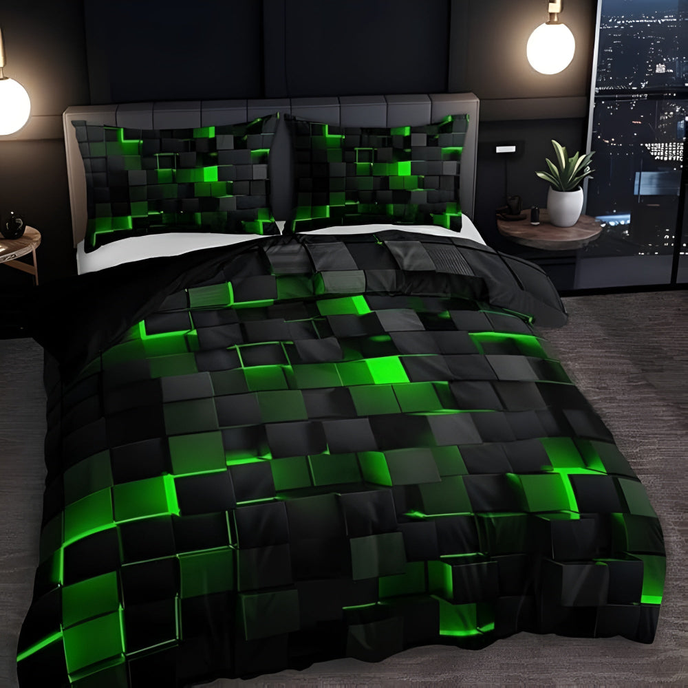 3pcs Quilt Cover Set Modern Breathable Bedding with Pillowcases