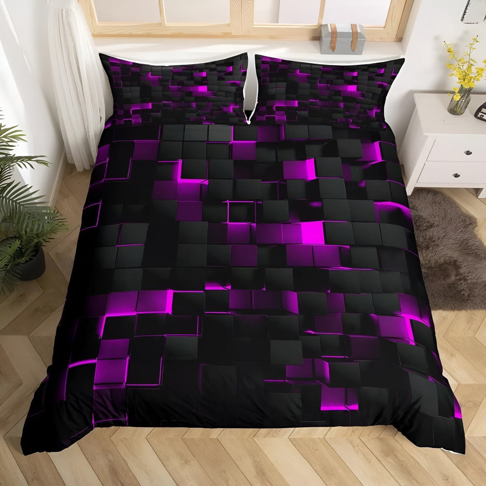 3pcs Quilt Cover Set Modern Breathable Bedding with Pillowcases