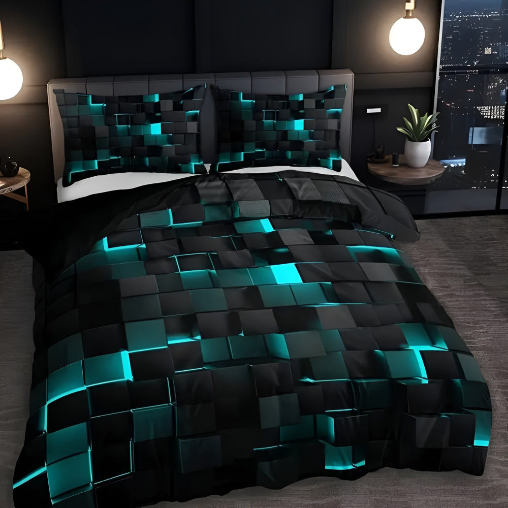 3pcs Quilt Cover Set Modern Breathable Bedding with Pillowcases