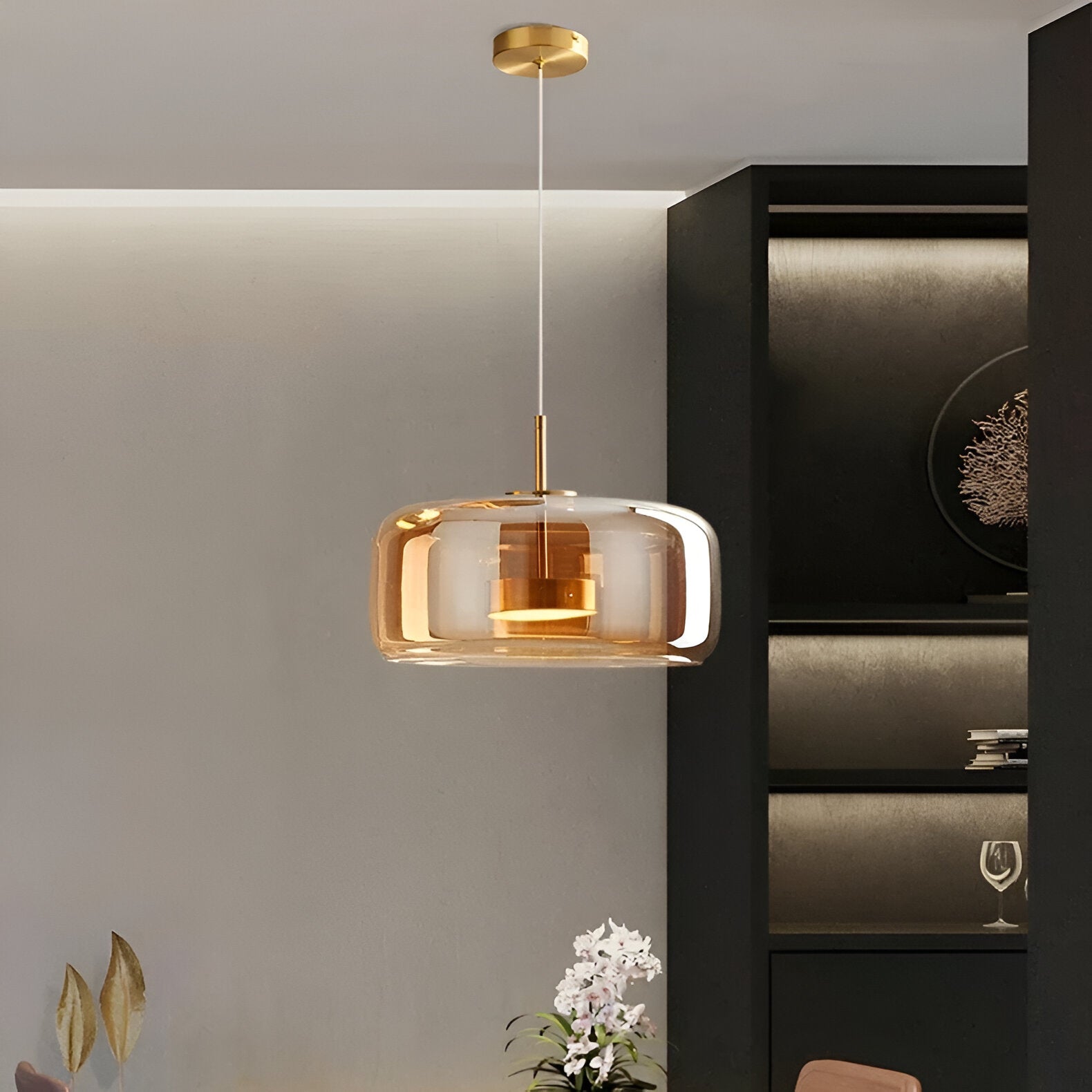 Retro Modern Glass LED Pendant Light Hand-Blown Trio with Adjustable Cord