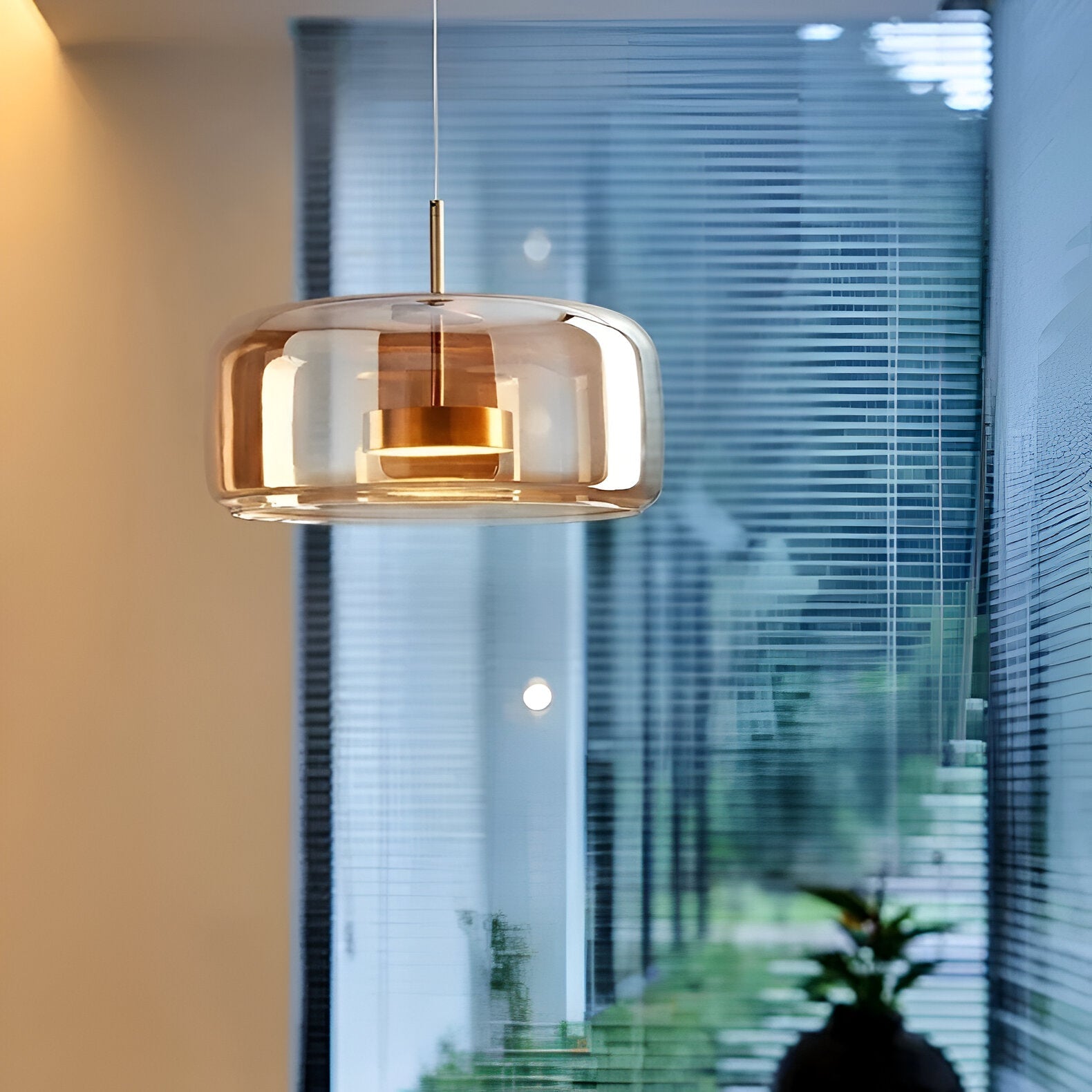 Retro Modern Glass LED Pendant Light Hand-Blown Trio with Adjustable Cord