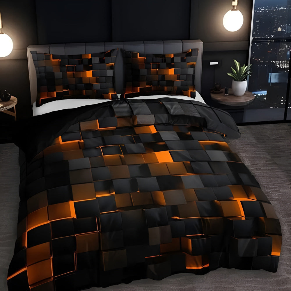 3pcs Quilt Cover Set Modern Breathable Bedding with Pillowcases
