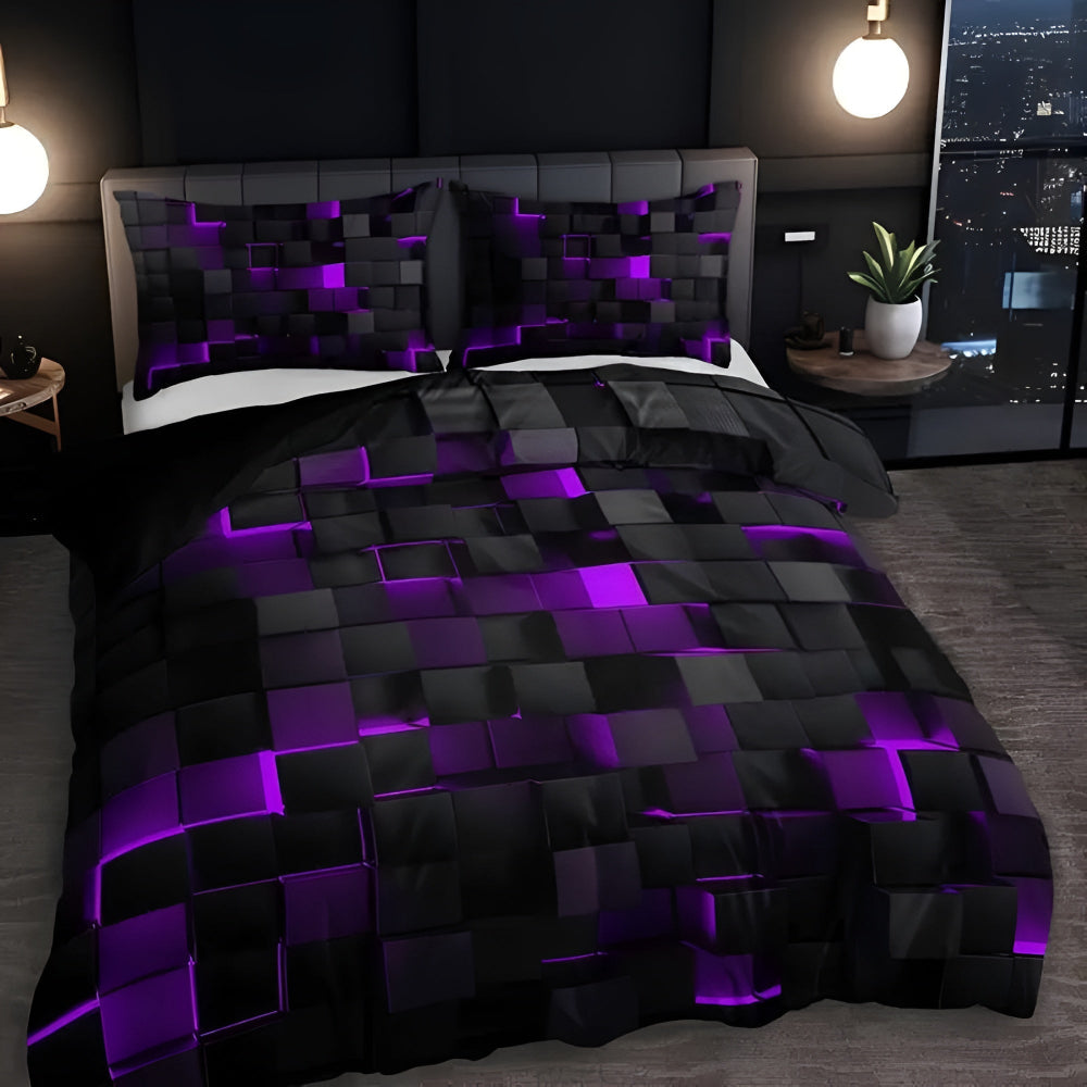 3pcs Quilt Cover Set Modern Breathable Bedding with Pillowcases