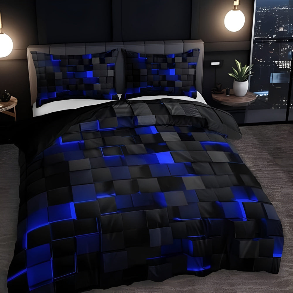 3pcs Quilt Cover Set Modern Breathable Bedding with Pillowcases