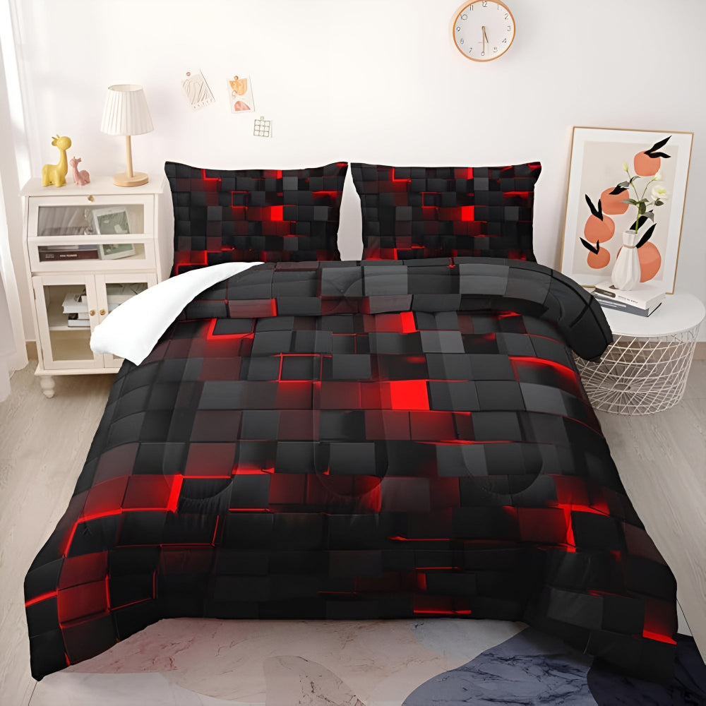 3pcs Quilt Cover Set Modern Breathable Bedding with Pillowcases