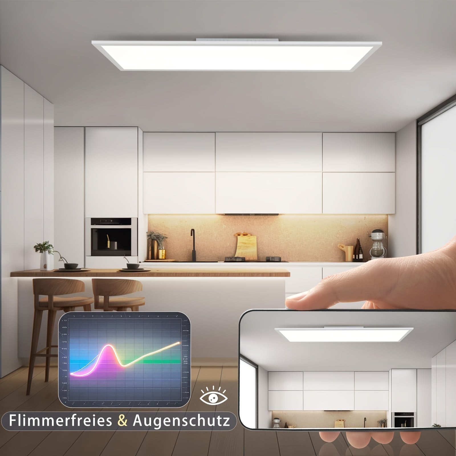 Modern Flush-Mount Flat LED Ceiling Light with Remote Control & Ambient Lighting
