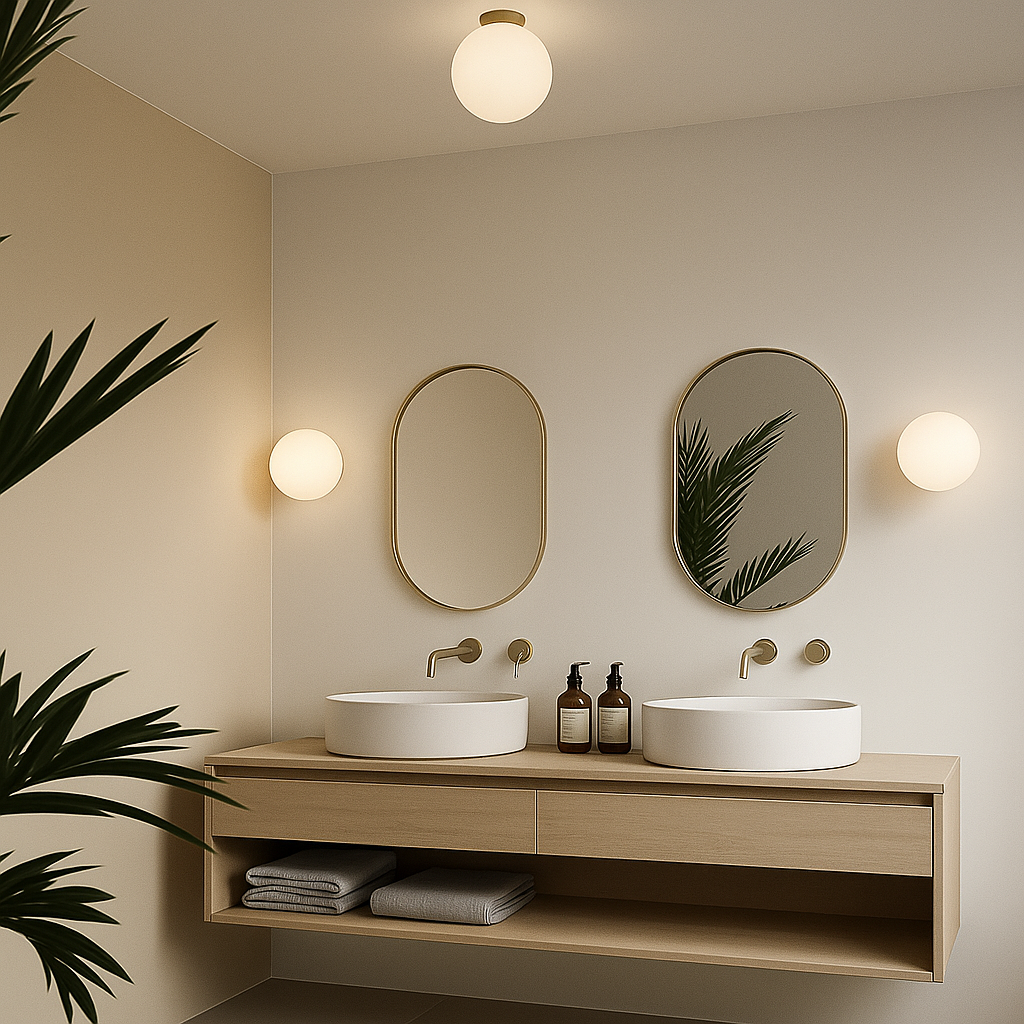 Alton plafondlamp met opaalglas en messing detail