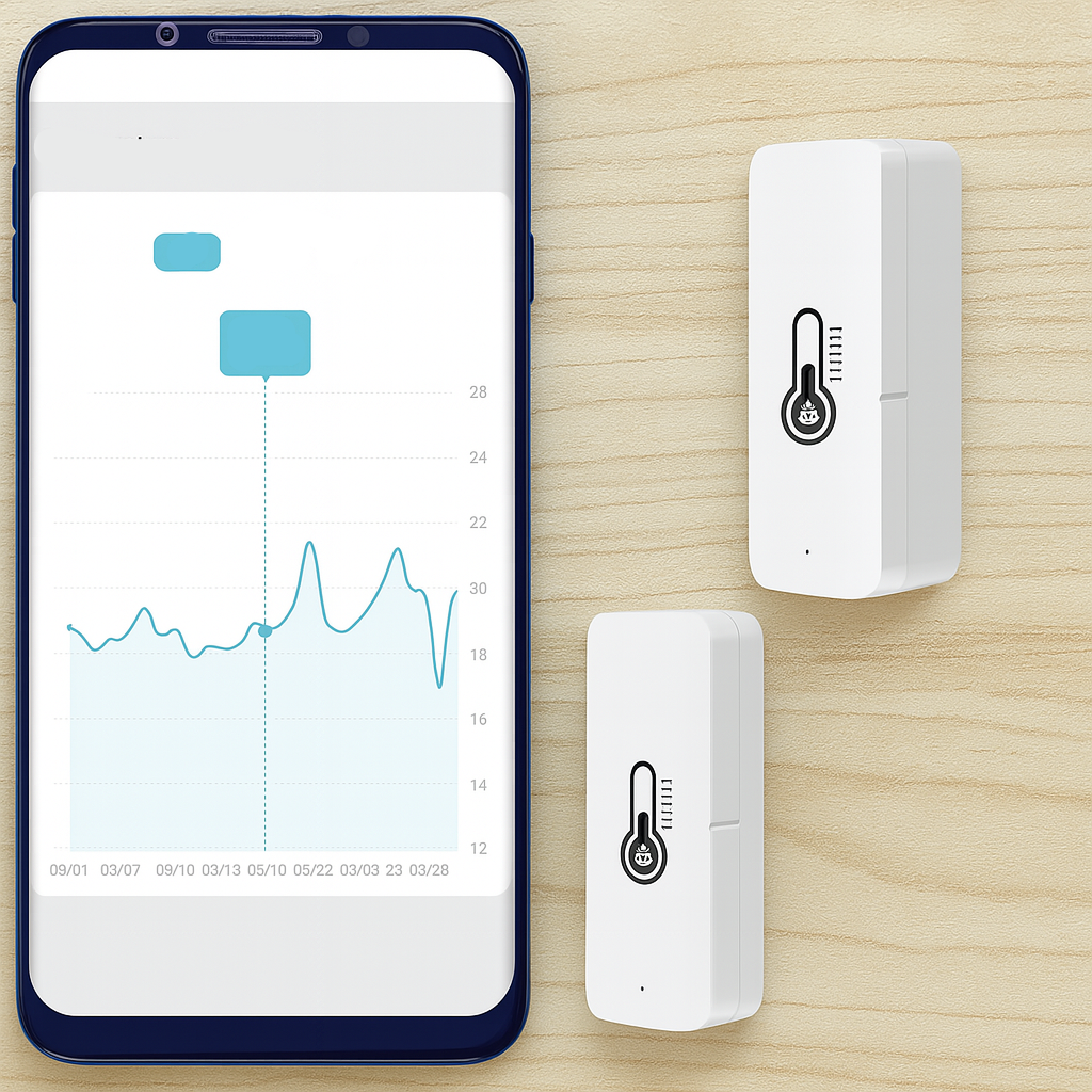 Smart temperature and humidity sensor with app control